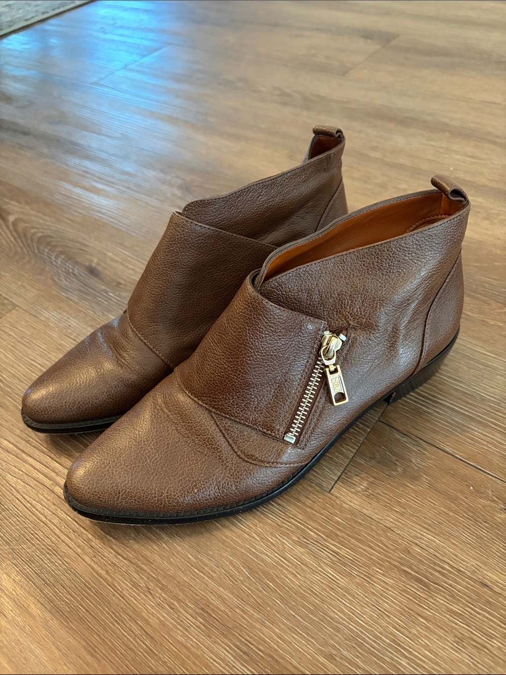 Rebecca minkoff Brown Leather Ankle Booties with Side Zip size 7